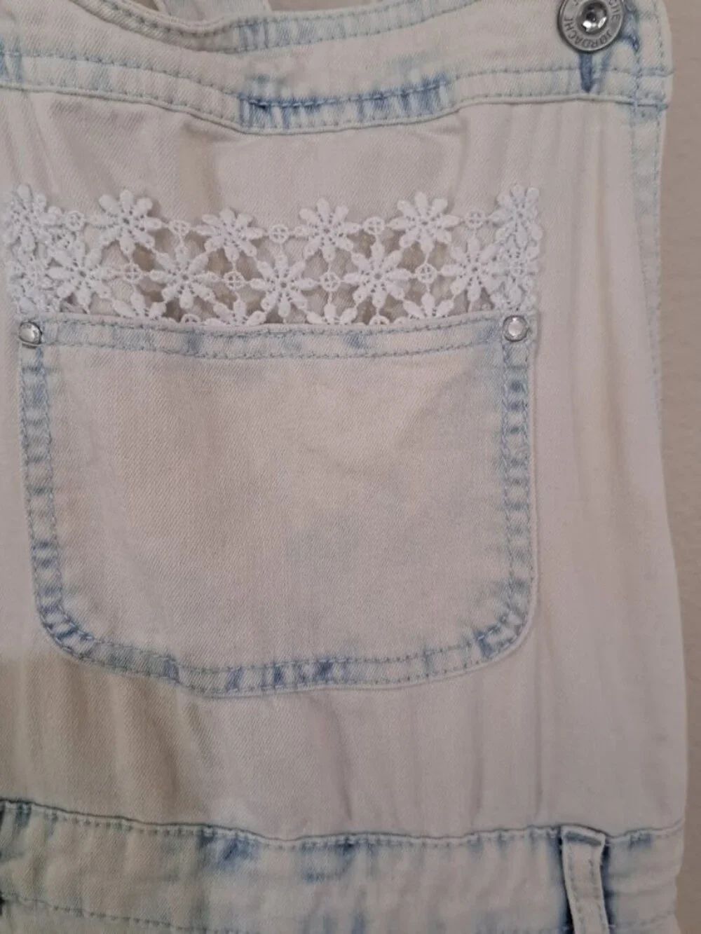 Girls Acid Wash Jordache Y2K overall skirt girls Large‎ flower lace